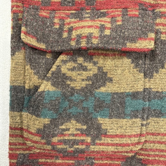 JACKET BARN WOOL AZTEC MEN LRG  L.L. Bean  Coat 90s Southwest Tribal Chore Ranch - Picture 11 of 13